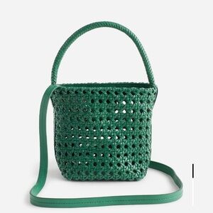 NWT Madewell Handwoven Cane Mini Bag in Green